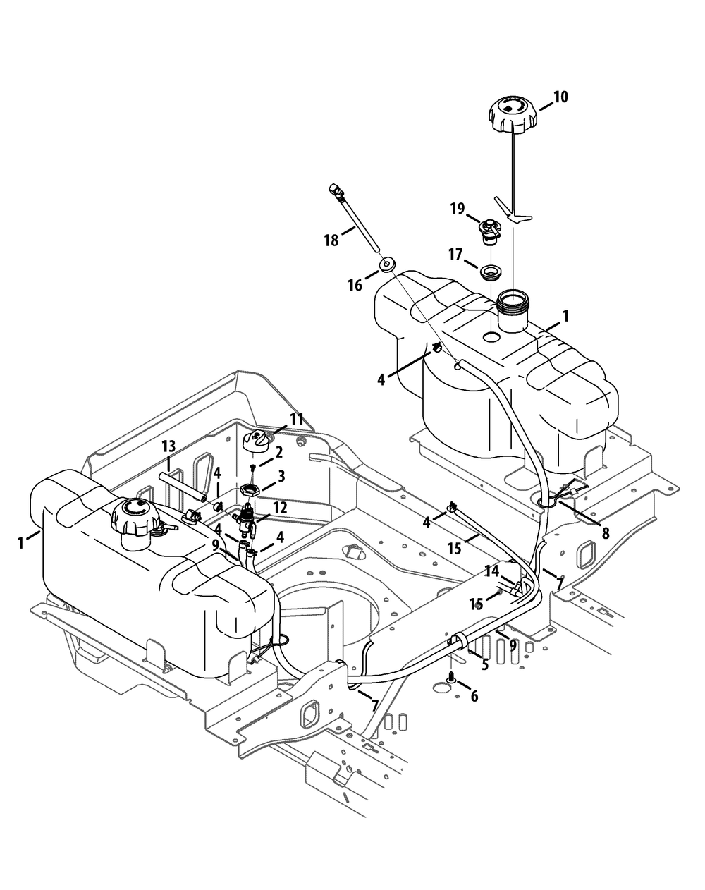 Fuel Tank Diagram and Parts List for Z-FORCESZ60 (53FJD-53FJD050)(2015) Cub Cadet Lawn Tractor